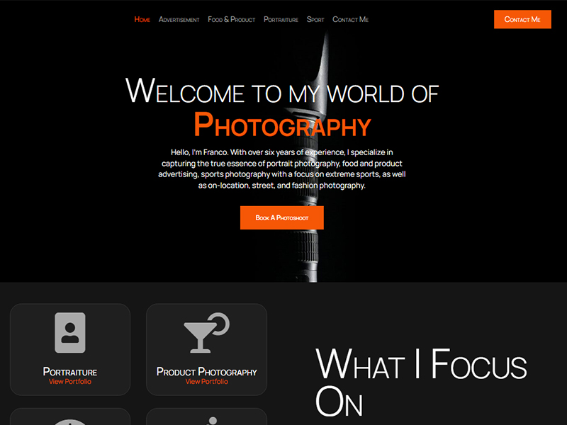 Websites with Hosting - CMS Photography Website