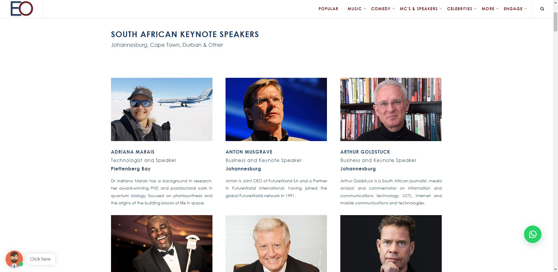 HTML Website Design - Keynote Speakers